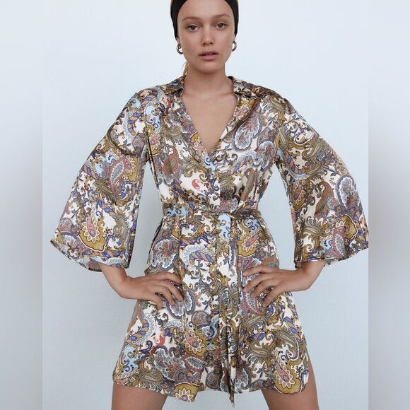 ZARA Printed Shirt Dress New Large - Picture 1 of 5